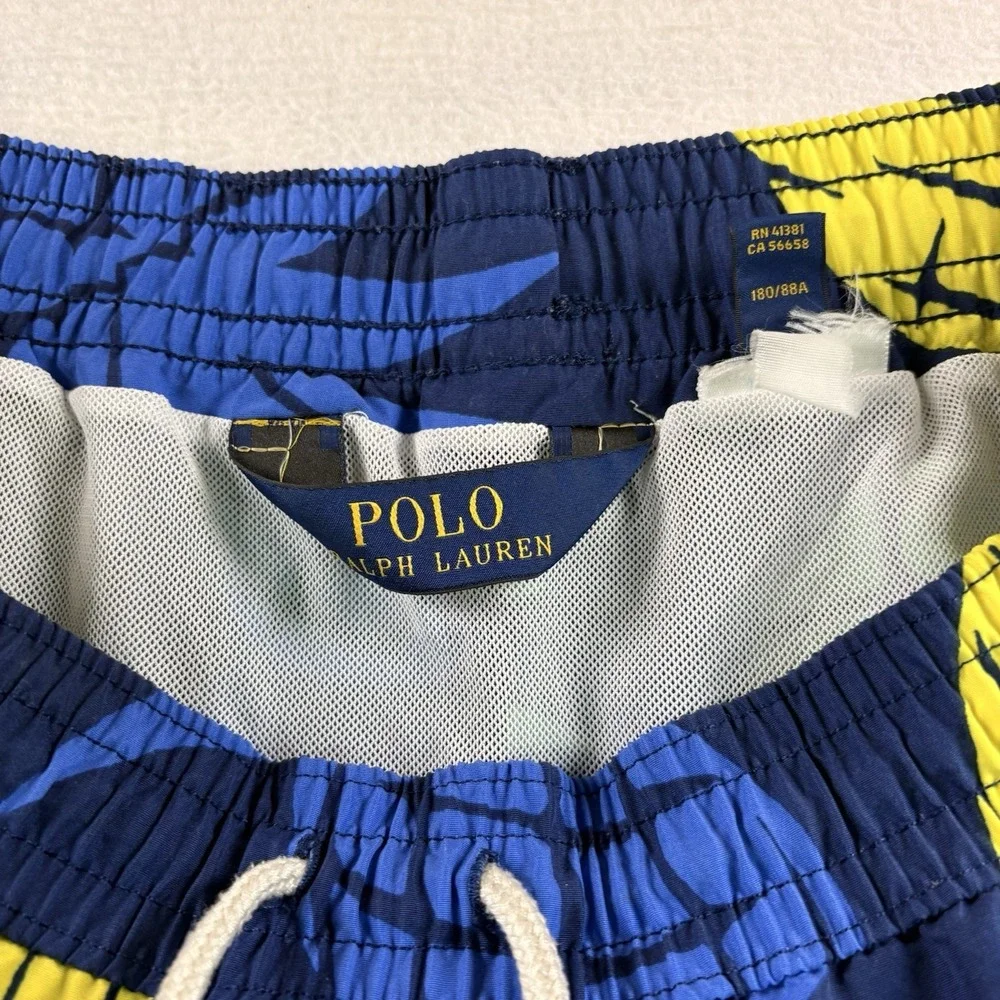 Polo Ralph Lauren Swim Trunks Mens Large Navy Blue Pineapple Print Mesh Lined